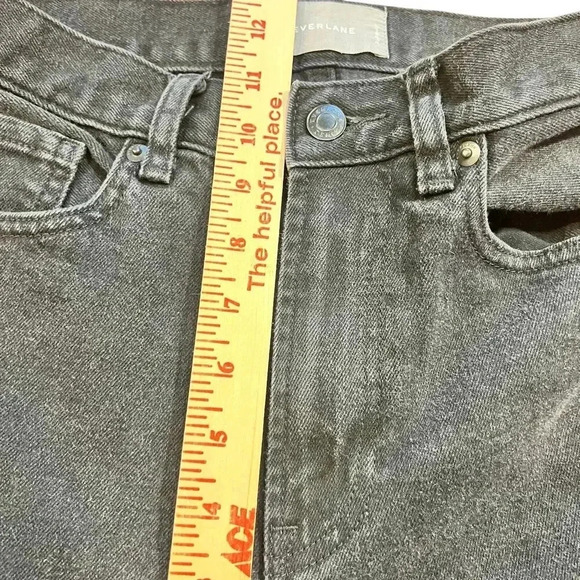 Everlane Black Denim High Rise Straight Leg Jeans Size 26 Regular Stretch Casual - Picture 7 of 8